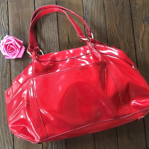 Liz Claiborne large red vinyl satchel handbag - Picture 3 of 17